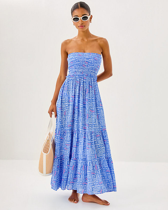 LILLY PULITZER Anali Maxi Cover Up   Sunwashed Blue Seacrets