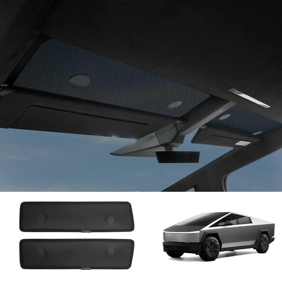 TESLAUNCH Upper Front Windshield Sunshade Mesh Sun Visor for Cybertruck (2 Pcs)