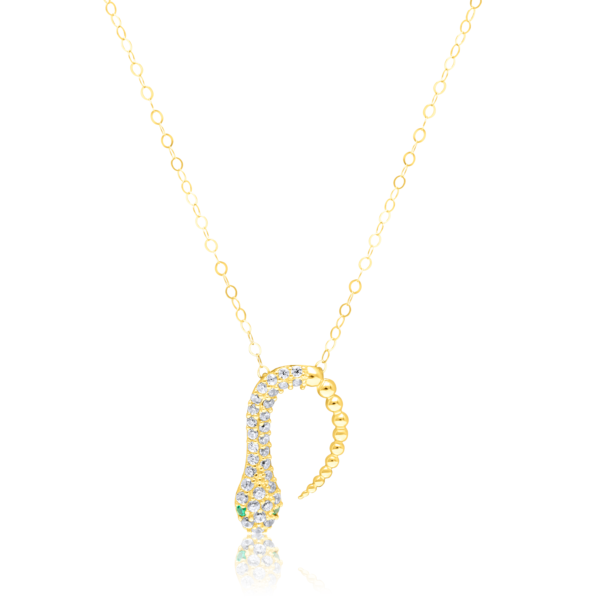18K Pure Gold Snake Stone Necklace Talagold
