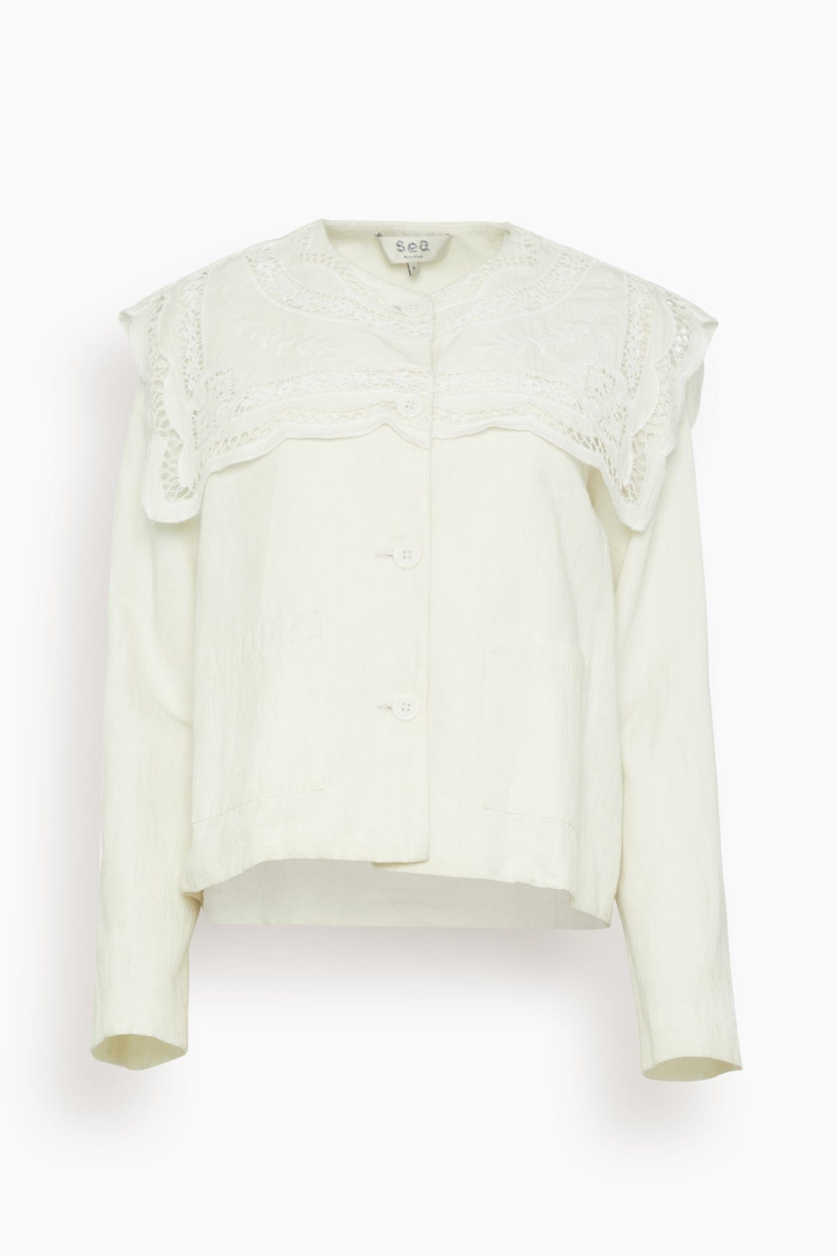 SEA Marie Embroidery Jacket in White