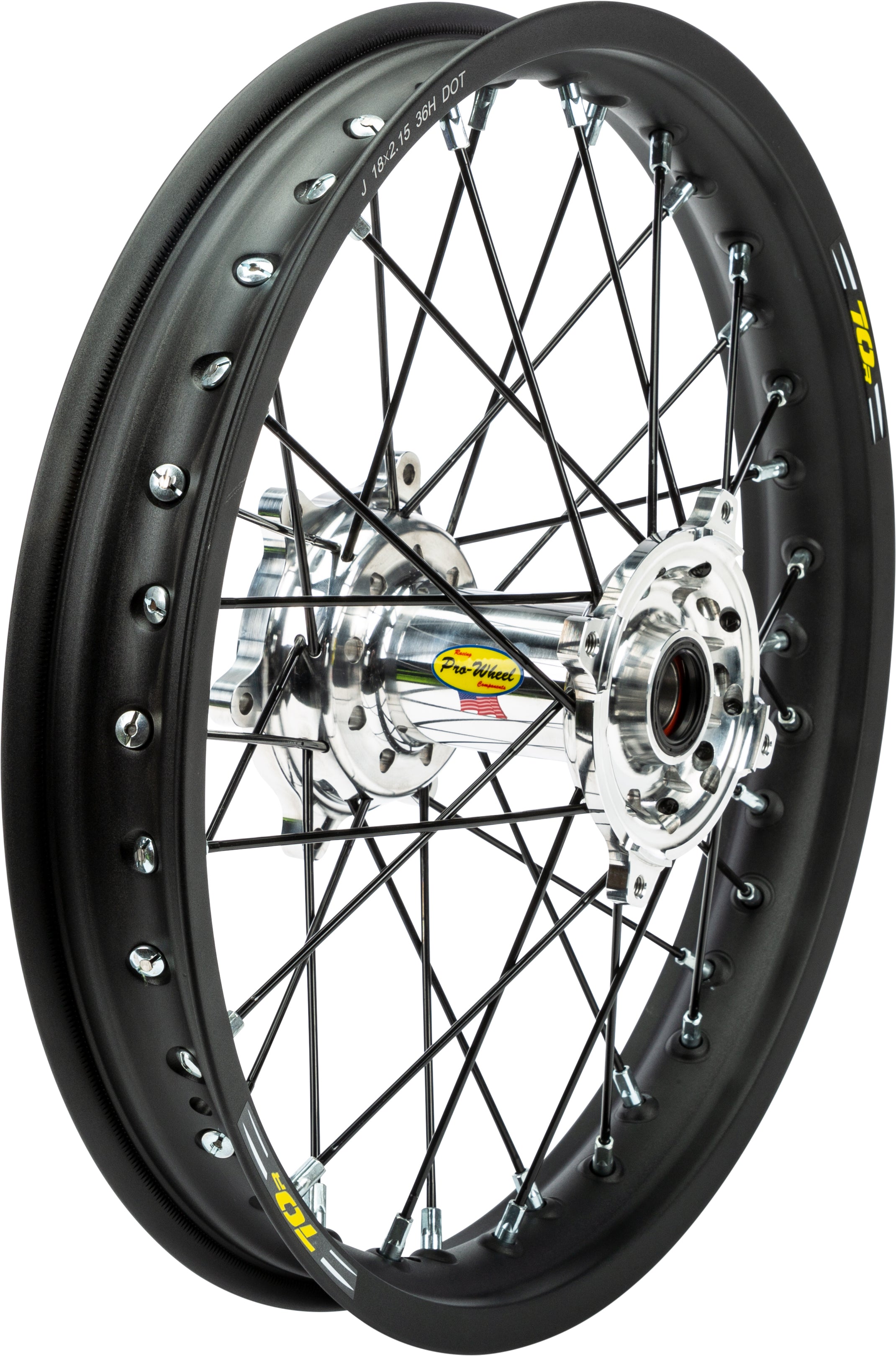 PRO WHEEL Wheel Rear 1.85x19 Silver Hub Blk Rim/Blk Spoke/Sil Nipple