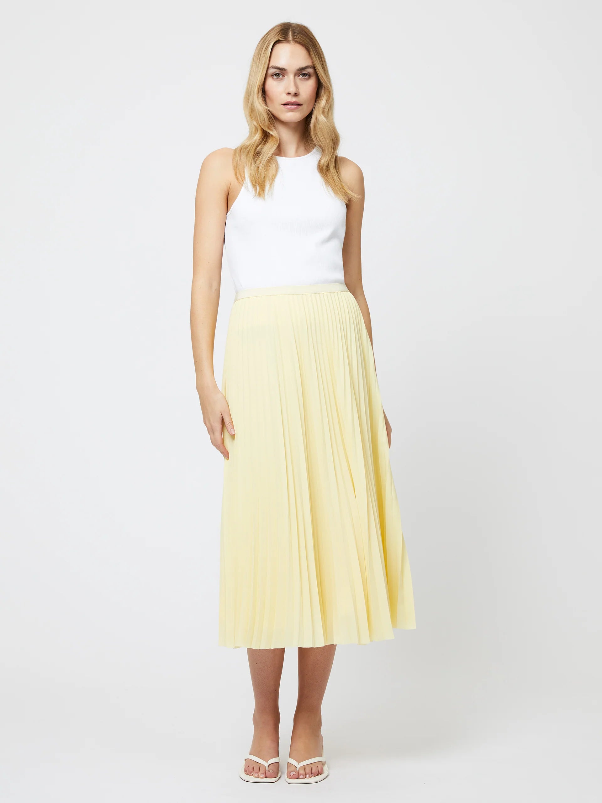 FRENCH CONNECTION Yellow Sunburst Crepe Skirt