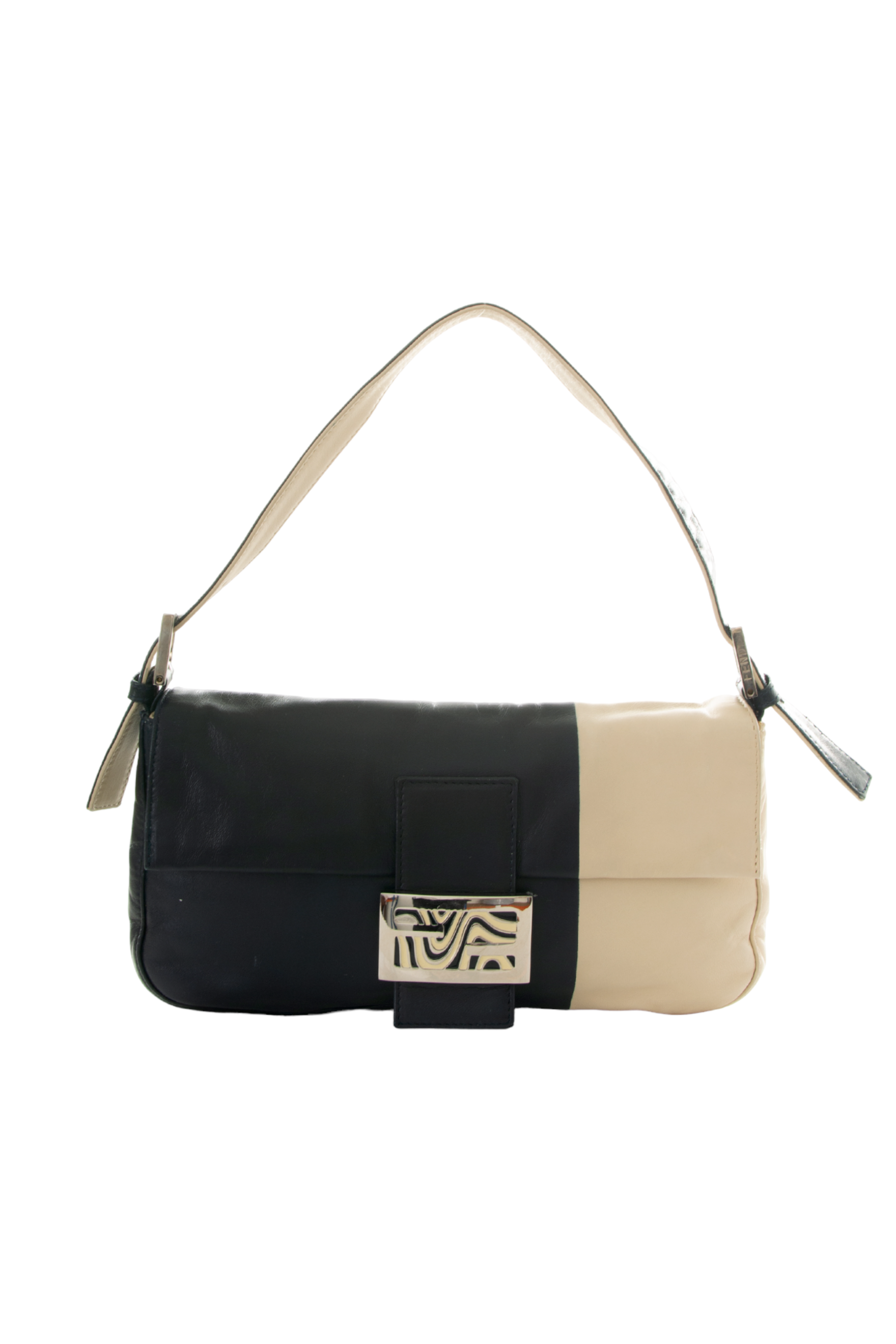 FENDI Leather Baguette with Swirl Buckle