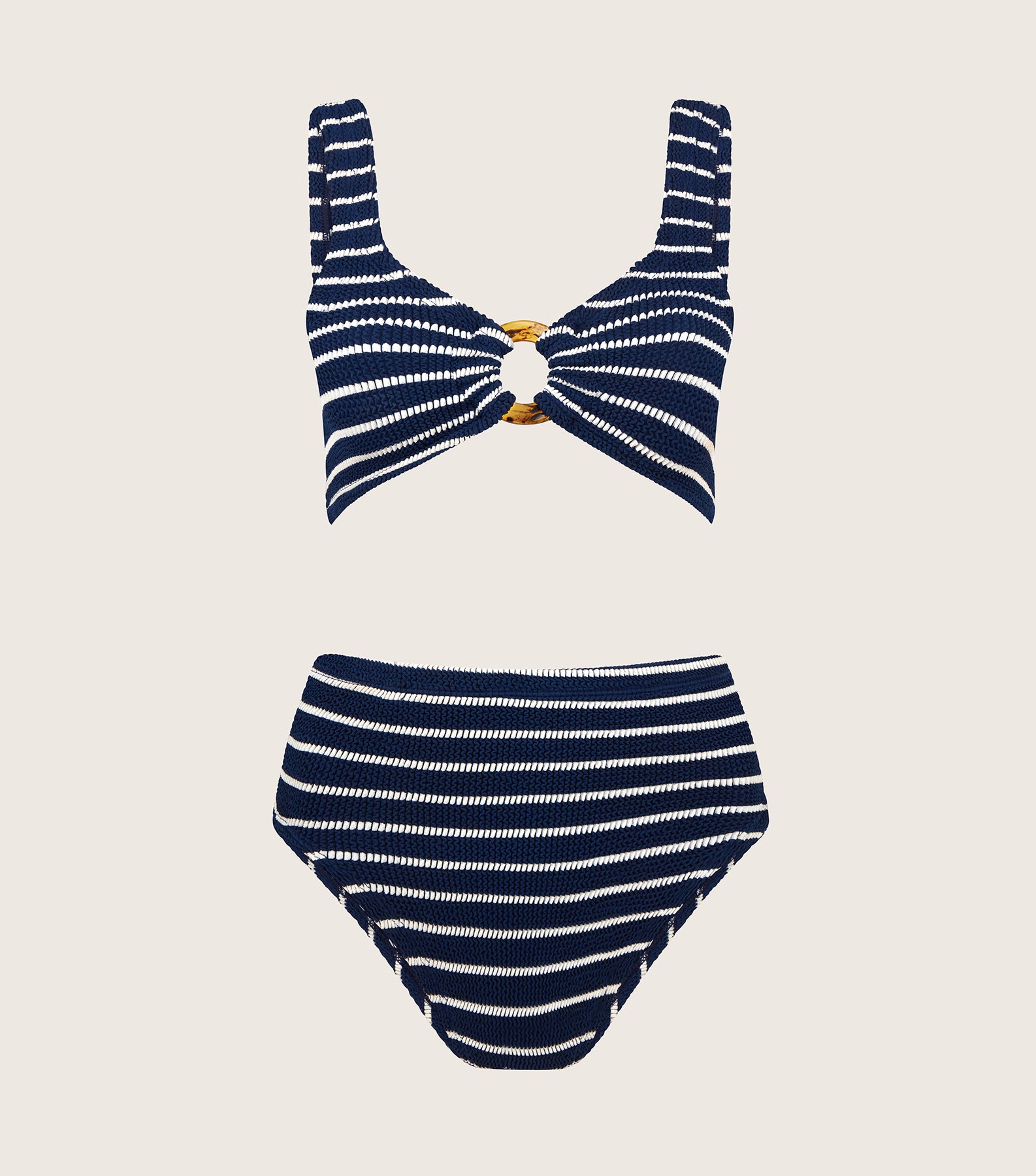 HUNZA G Nadine Bikini   Navy White Stripe