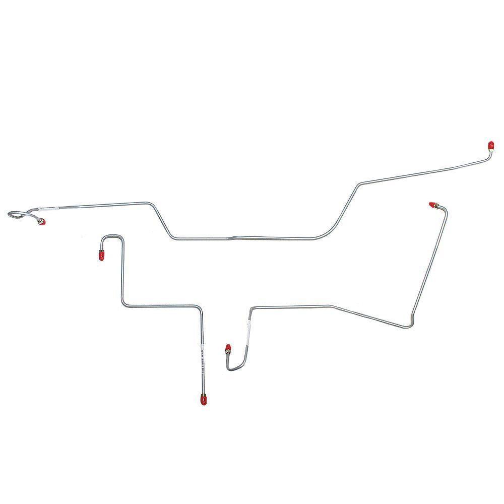 FINE LINES DKT6601OM  66' Ford Fairlane w/ Manual Drum Brakes; 3pc Front Brake Line Set; Steel