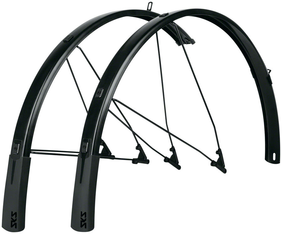 SKS B46 Bluemels Style Full Coverage Fender Set   46mm, 700 x 28 37, Matte Black