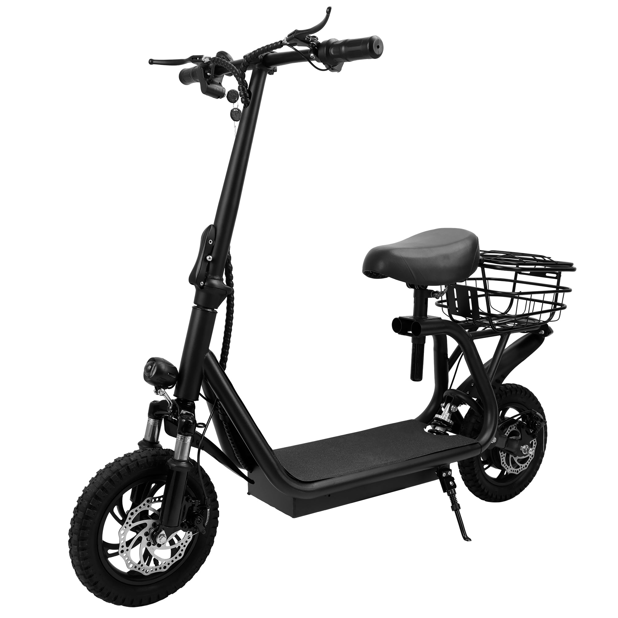 VIPIH 500W Adult  Shock Absorption  Electric Scooter with Seat  , 12 inch Commuter Electric Scooter  With Carry Basket   Up to 25 Miles 18.6MPH