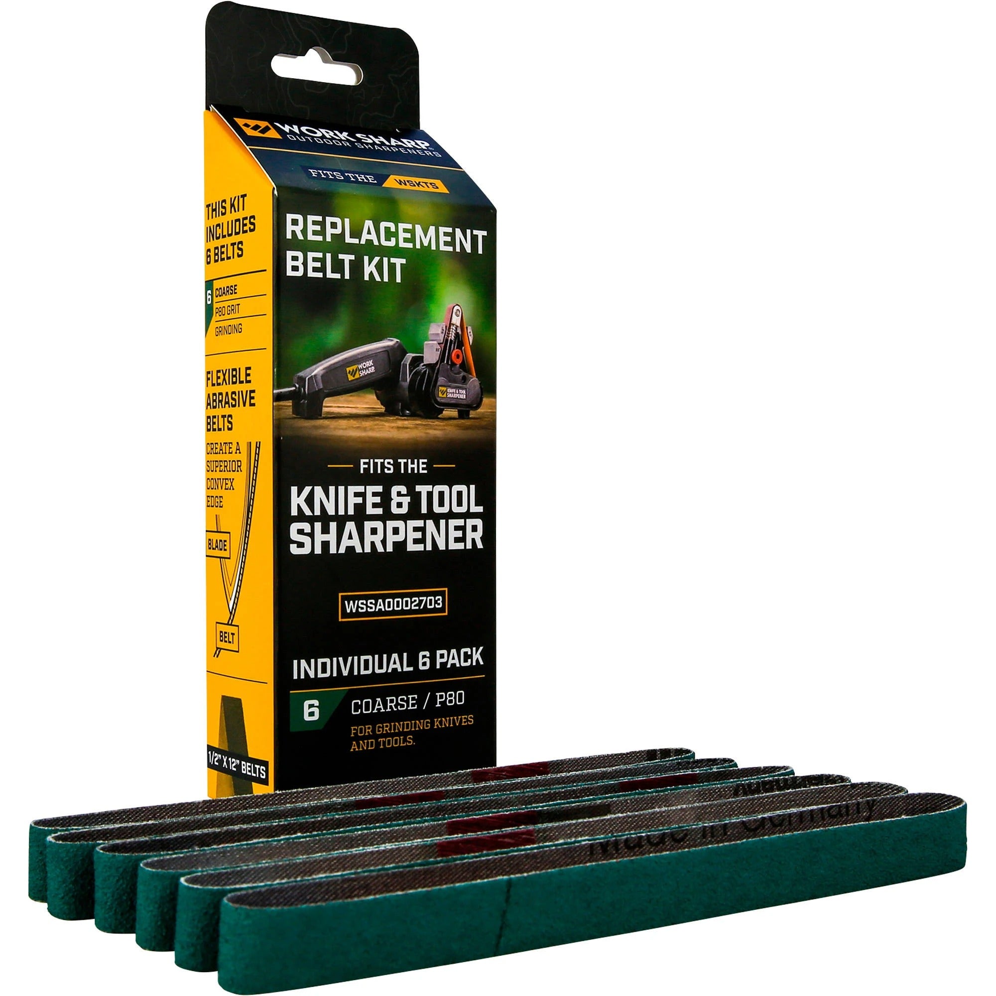 WORK SHARP Knife & Tool Sharpener Mk. 2 P80 Grit Belt Kit 6 Pack
