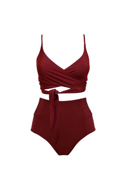 ANEKDOT Lin + Bow Back Bikini Set Merlot