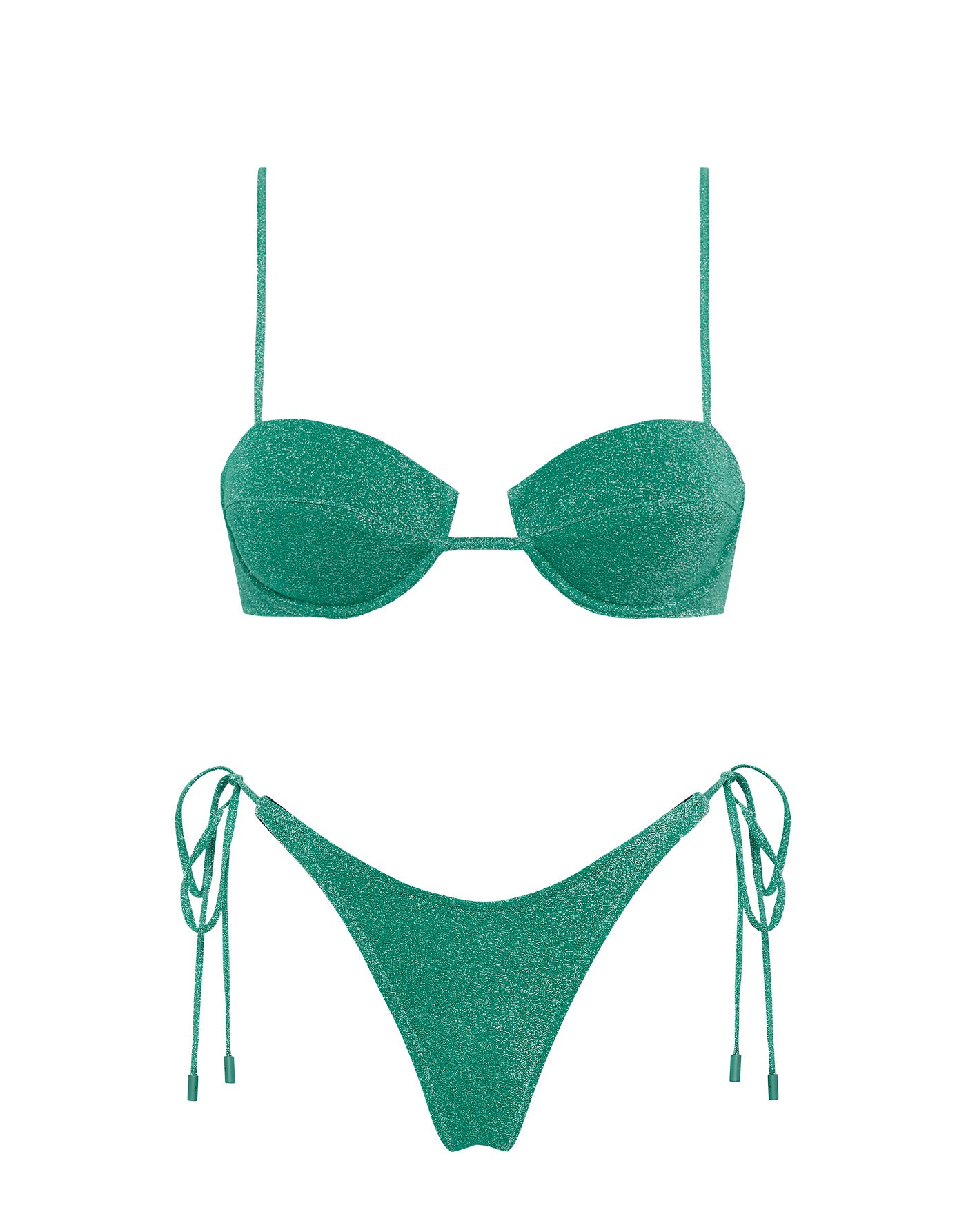 TRIANGL MALA   JADED SPARKLE Green Balconette Bikini Set