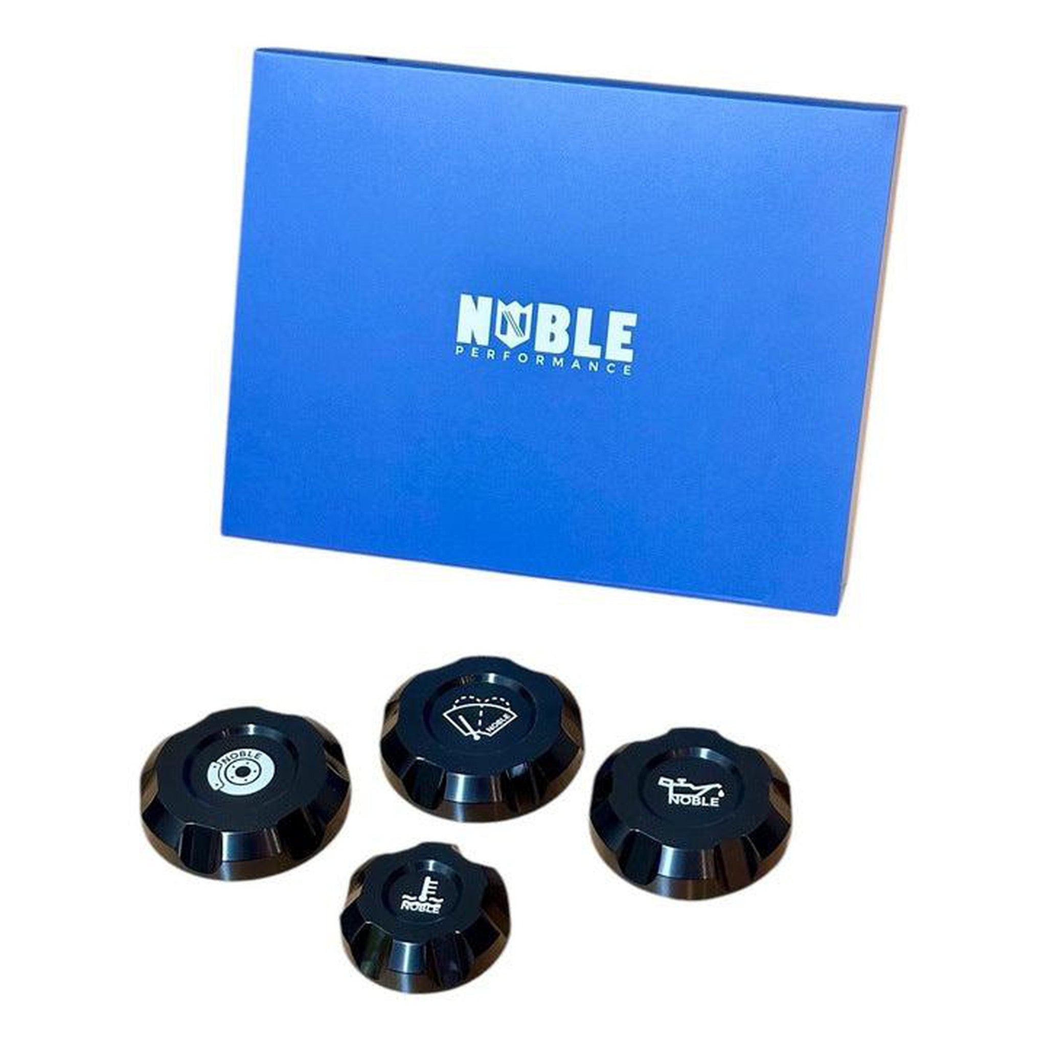 NOBLE PERFORMANCE Noble Billet Fluid Reservoir Cap Set (Black)   2015 2025 Subaru WRX / STI   2022 2025 BRZ / GR86