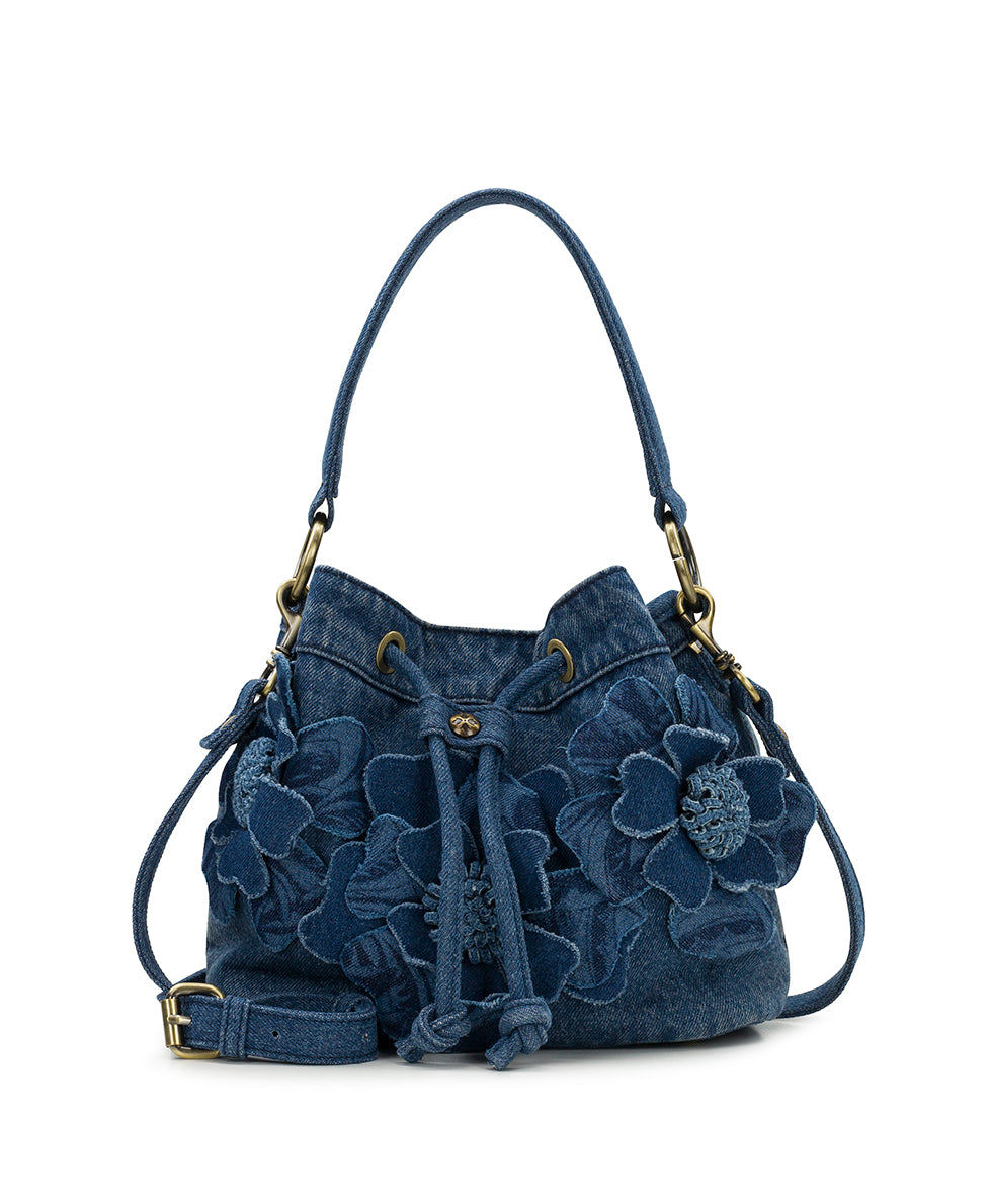PATRICIA NASH Elisa Bucket   Floral Applique Denim