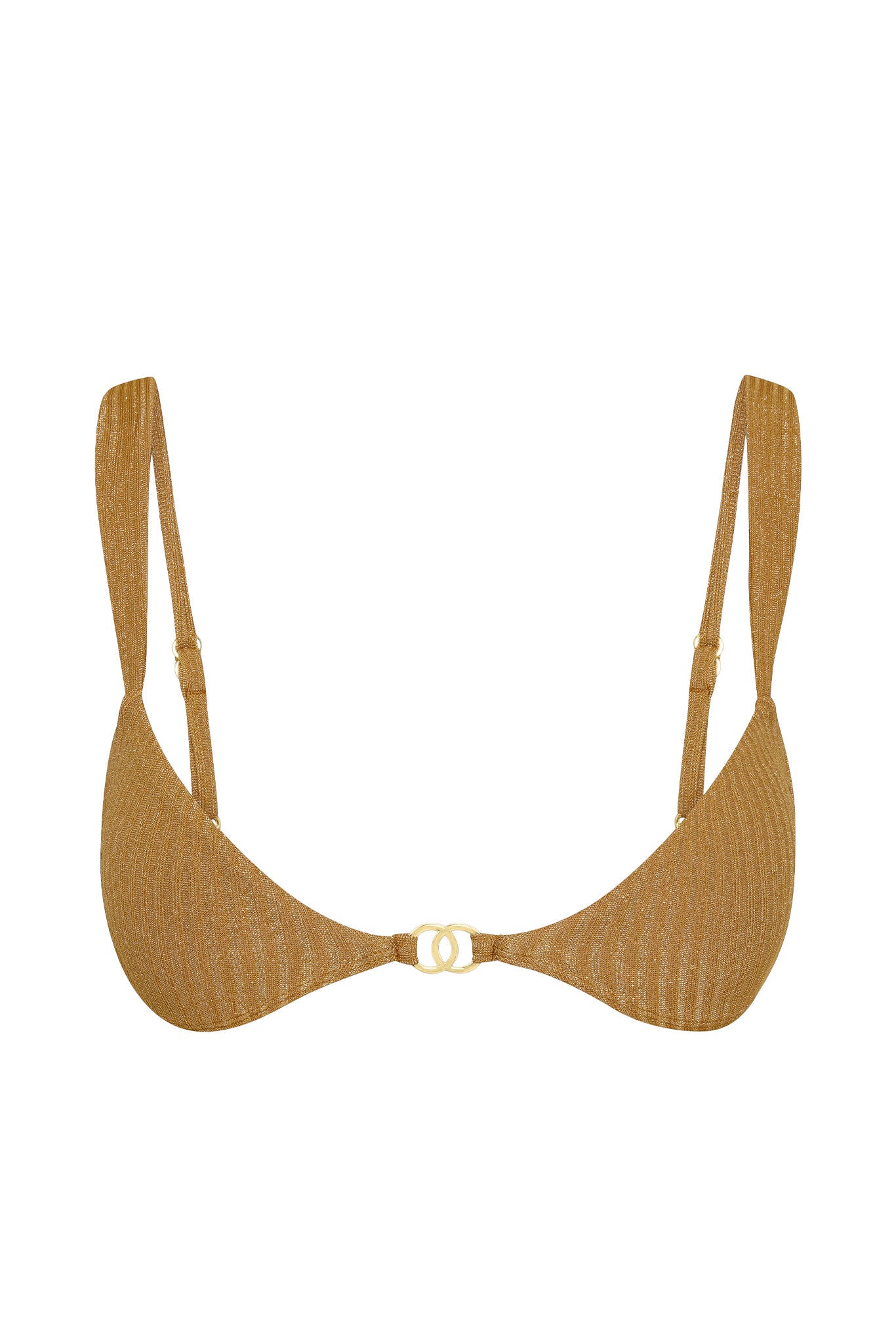 MONDAY SWIMWEAR Petit Ermitage Top   Antique Gold Lurex Rib (Small Bust)