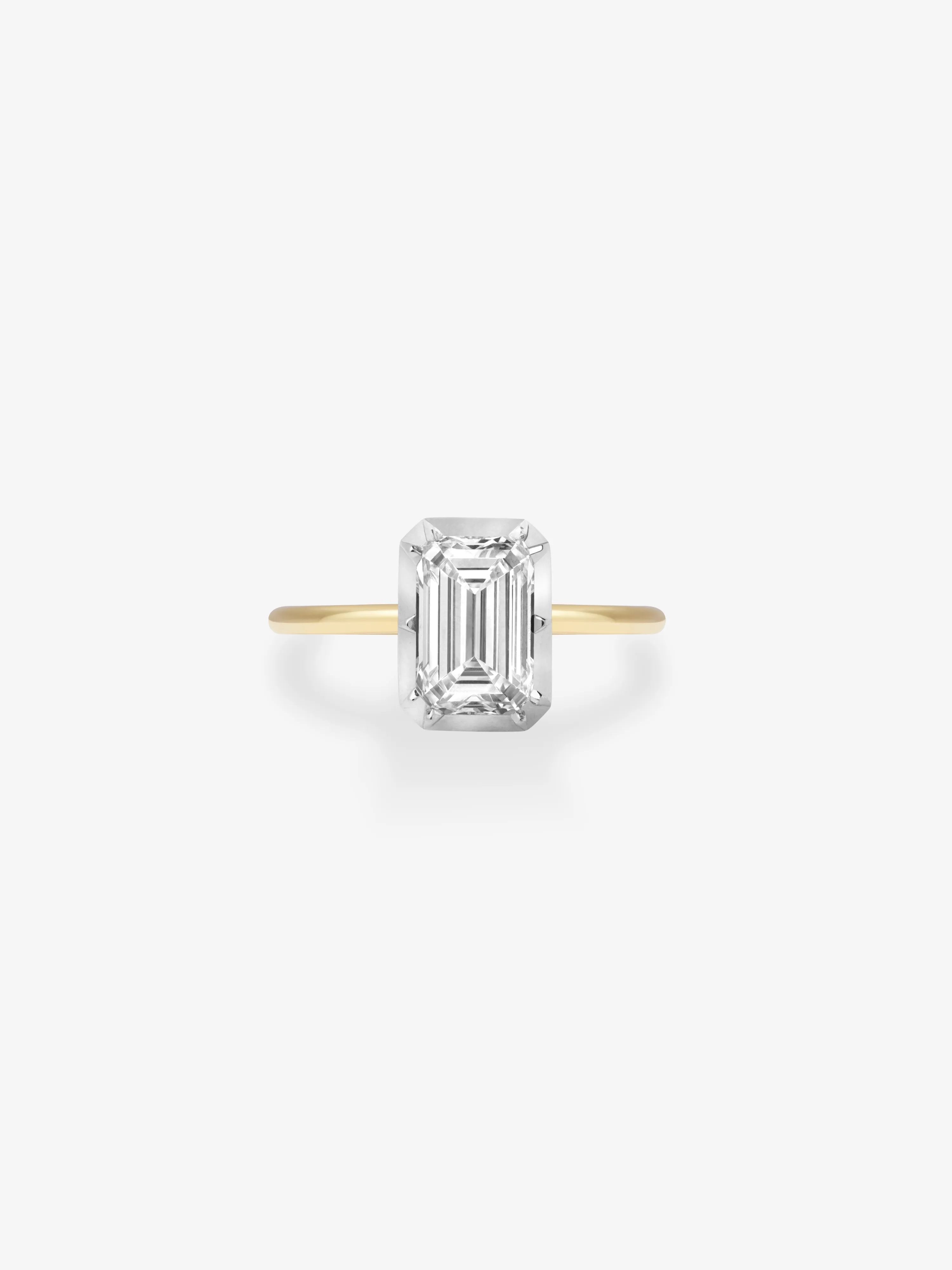 JESSICA MCCORMACK 2ct Emerald Cut Diamond & White Gold Button Back Ring