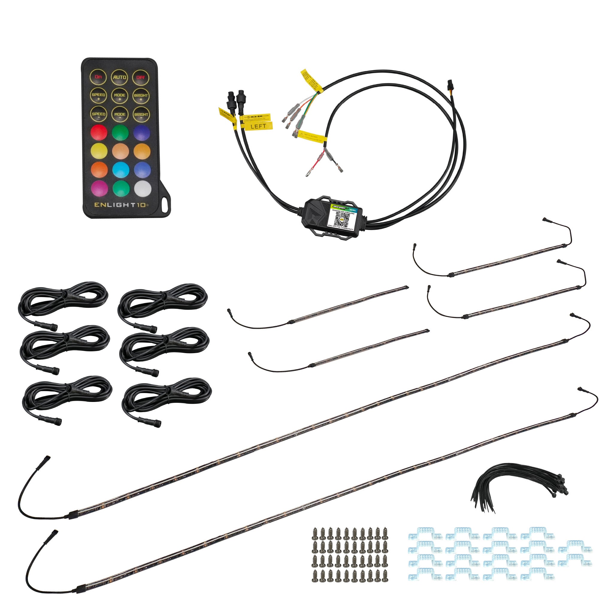 STINGER COLORTRAIL 6 Pc Flexible RGBW LED Underbody Strip Light Kit by Race Sport Lighting   ENLIGHT10 App Compatible