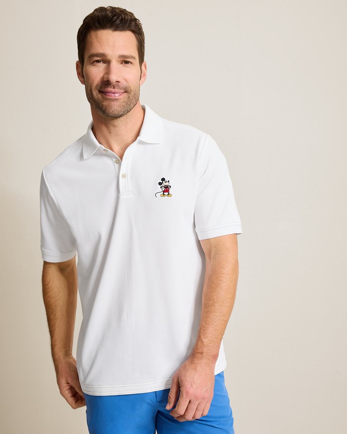 TOMMY BAHAMA MENS Tommy Bahama Men's IslandZone Disney Magical Mouse Polo Shirt   Bright White