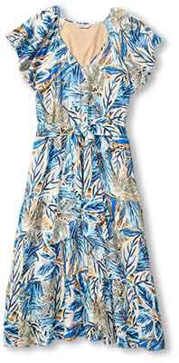 TOMMY BAHAMA WOMENS Tommy Bahama Women's Frond Grove Short Sleeve Midi Dress   Croissant