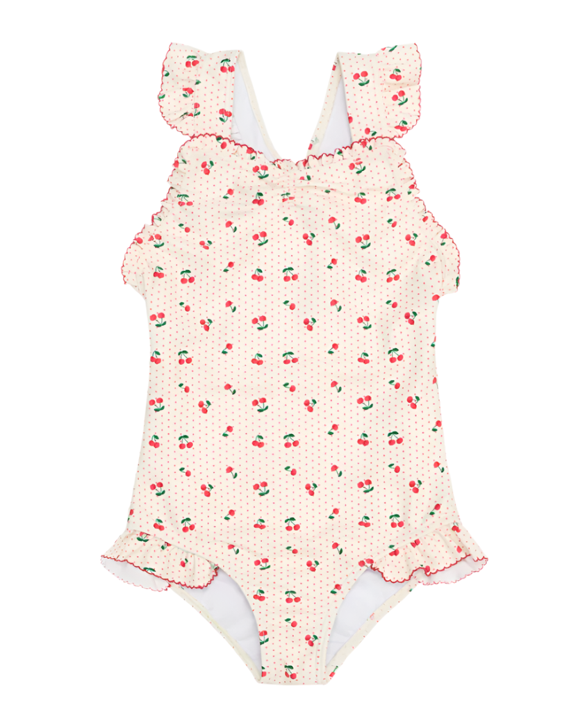 MINNOW Summer Cherries Ruffle Edge One Piece