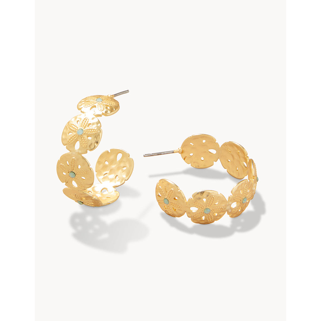 SPARTINA 449 LLC Spartina 449 : Sand Dollar Hoop Earrings   Sea Foam