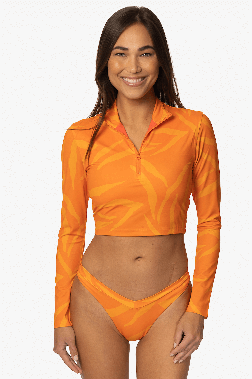 JOLYN X TIA BLANCO SURF Tofino Long Sleeved Crop 1 4 Zip up Rashie   Pyramid