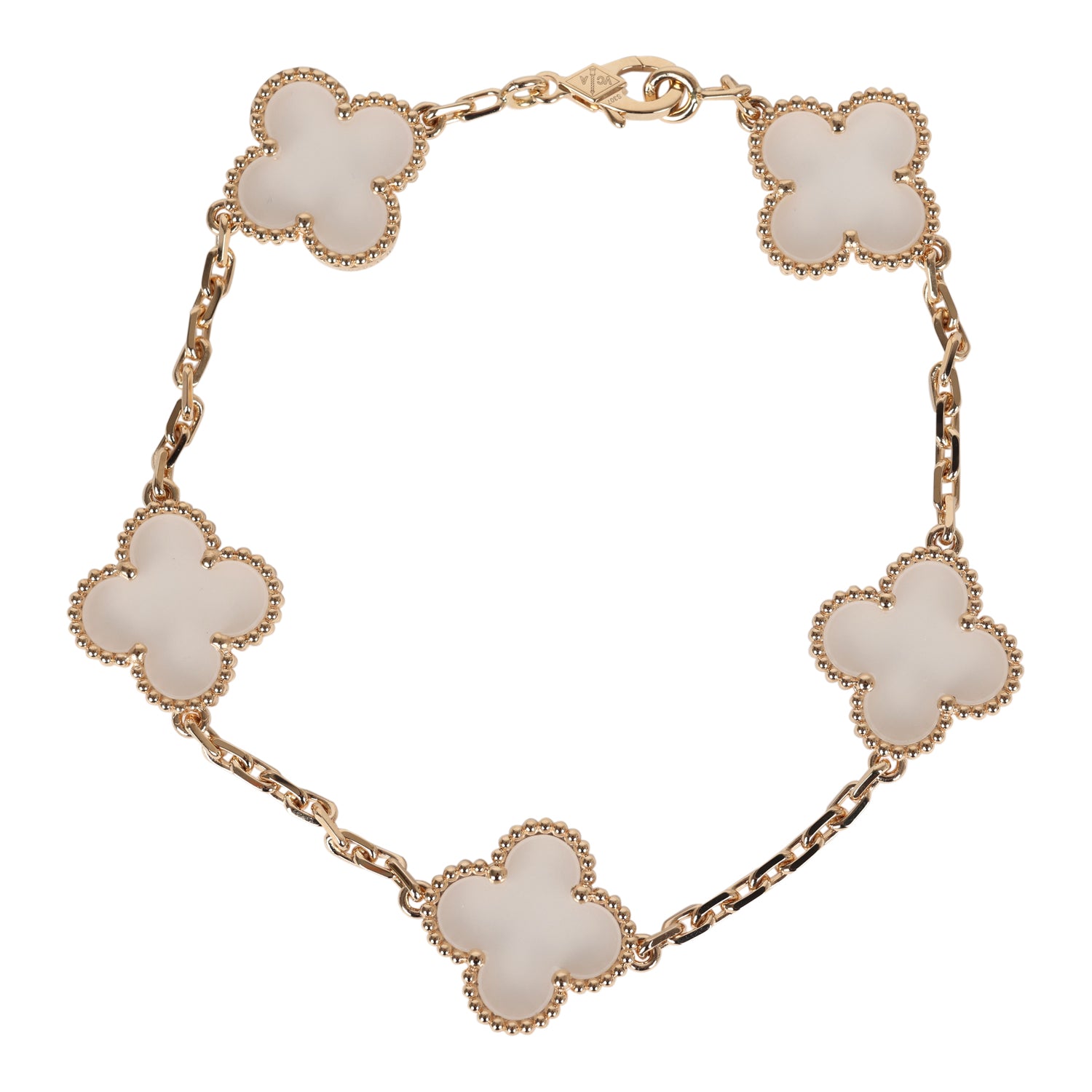 VCA Van Cleef & Arpels Vintage Alhambra Rock Candy Crystal Bracelet 5 Motifs Yellow Gold