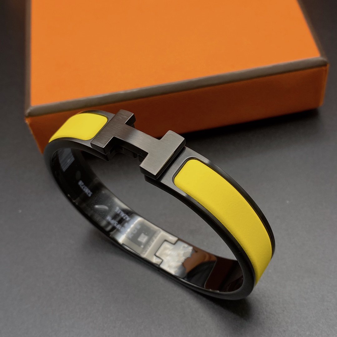 HERMES CLIC HM SO BLACK YELLOW BRACELET