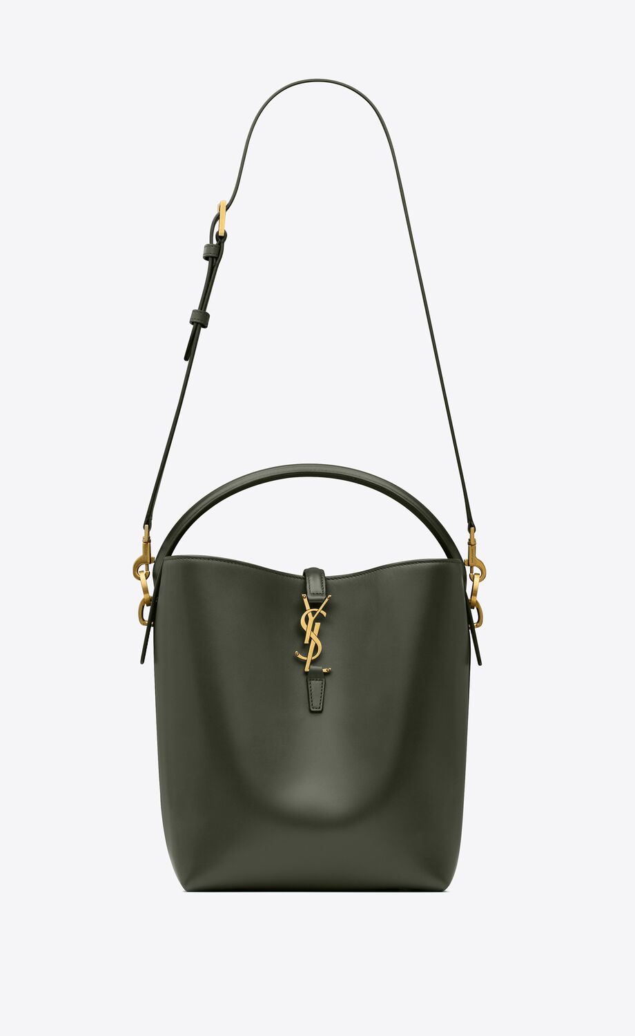 YVES SAINT LAURENT YSL LE 37 SHINY CALFSKIN LEATHER LARGE BUCKET BAG