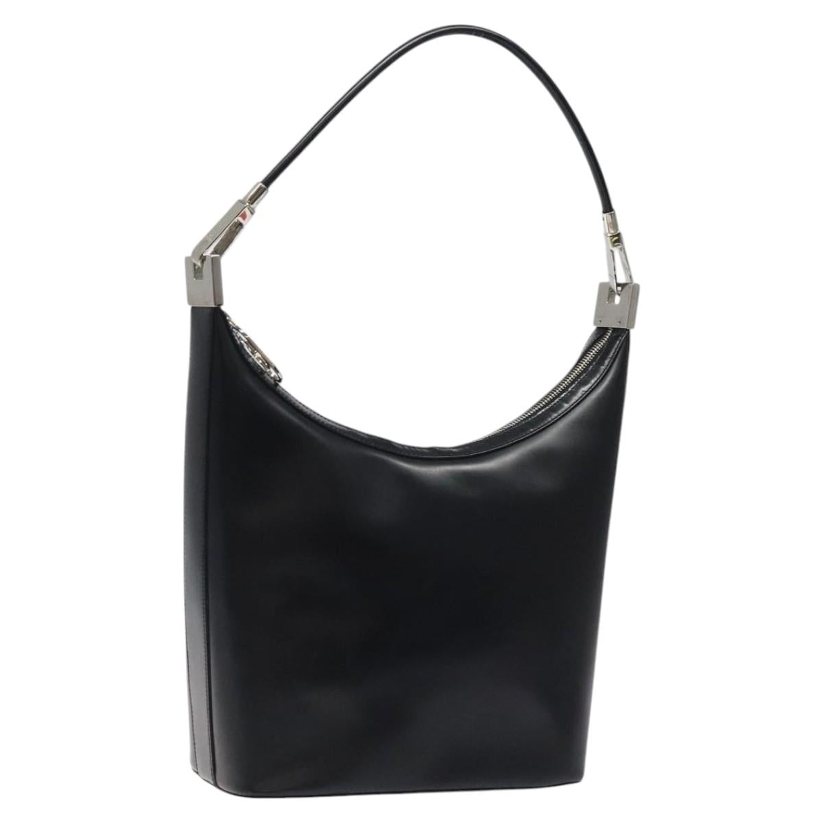GUCCI Shoulder Bag Leather Black Silver 001 3814 Auth am8207