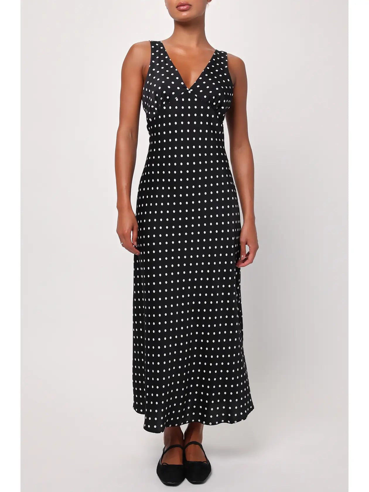 LULUS Julia Polka Dot Slip Dress in Black White