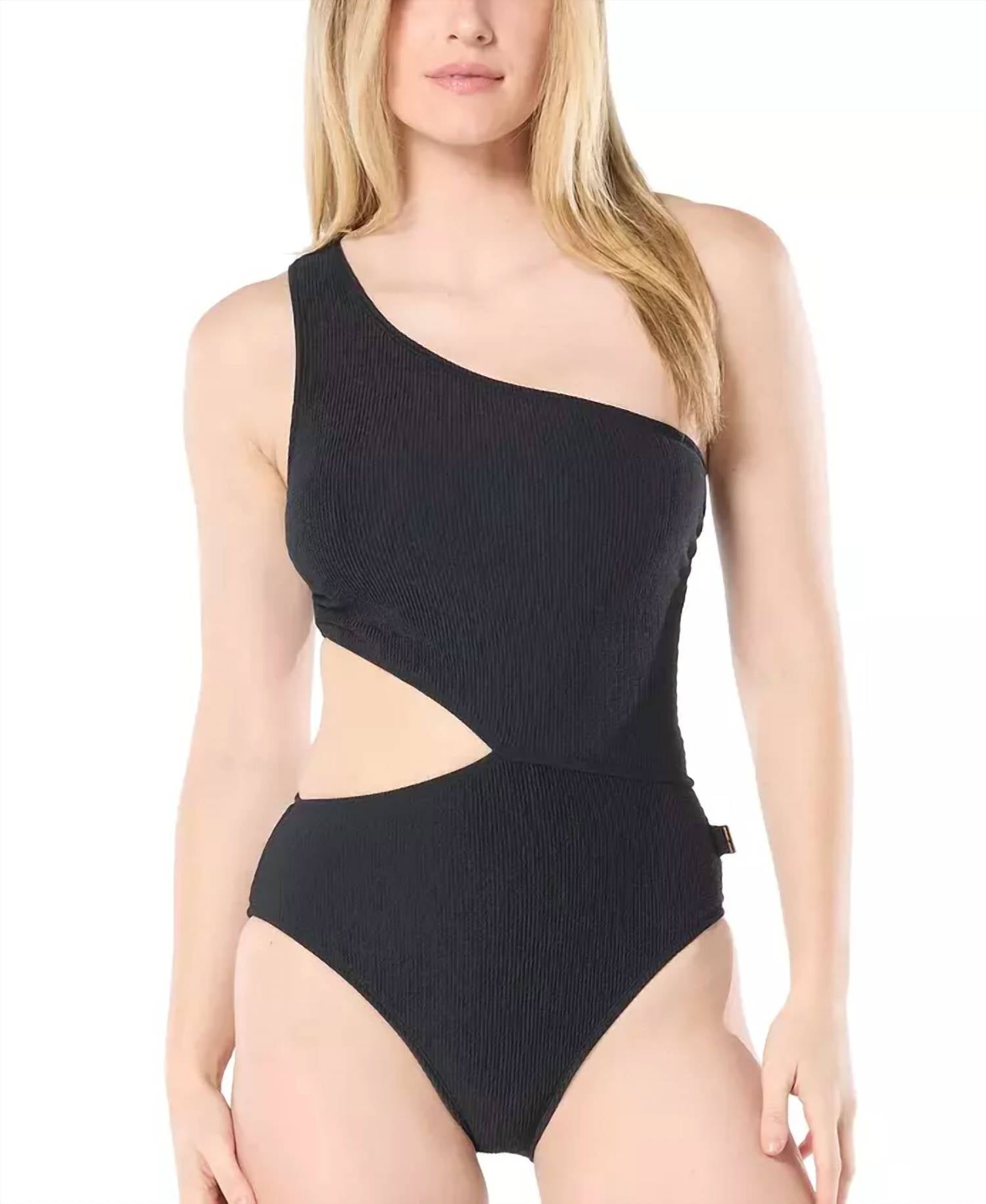 Michael Kors   One Shoulder Side Cutout Swimsuit