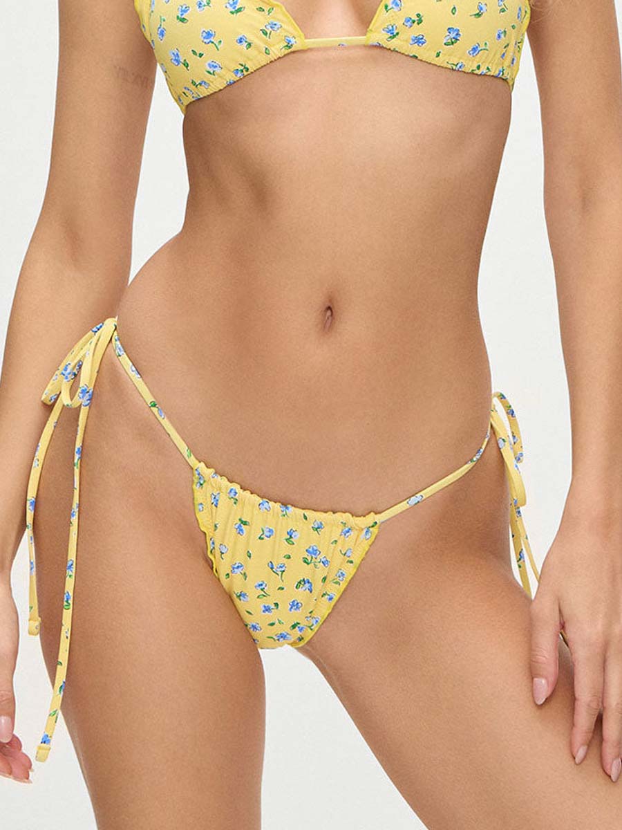 FRANKIES BIKINIS Tidal Tie Bottom in Sky Blossom