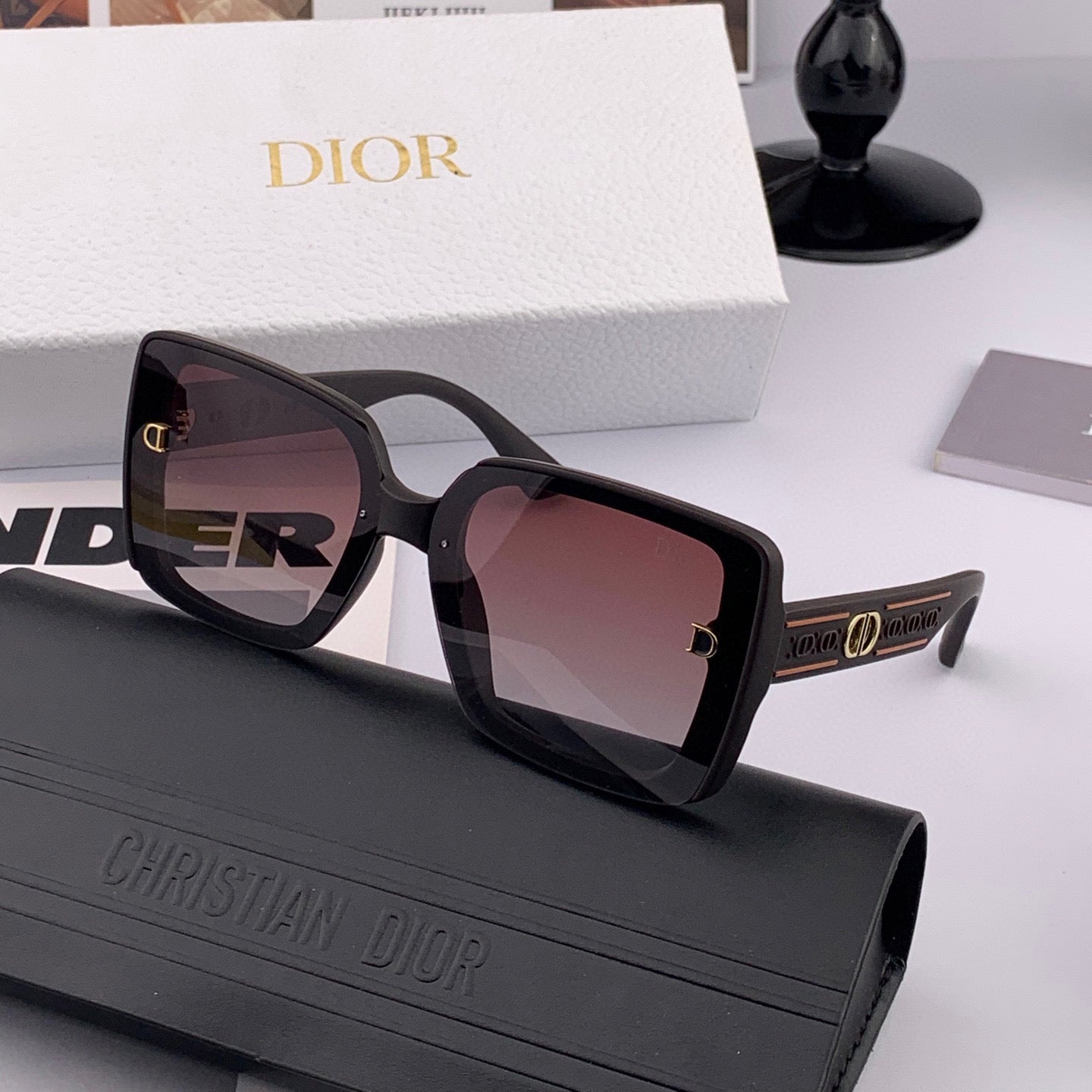 DIOR SUNGLASSES MONTAIGNE SUNGLASS CD1228 IN ACETATE EMBOSSED LOGO