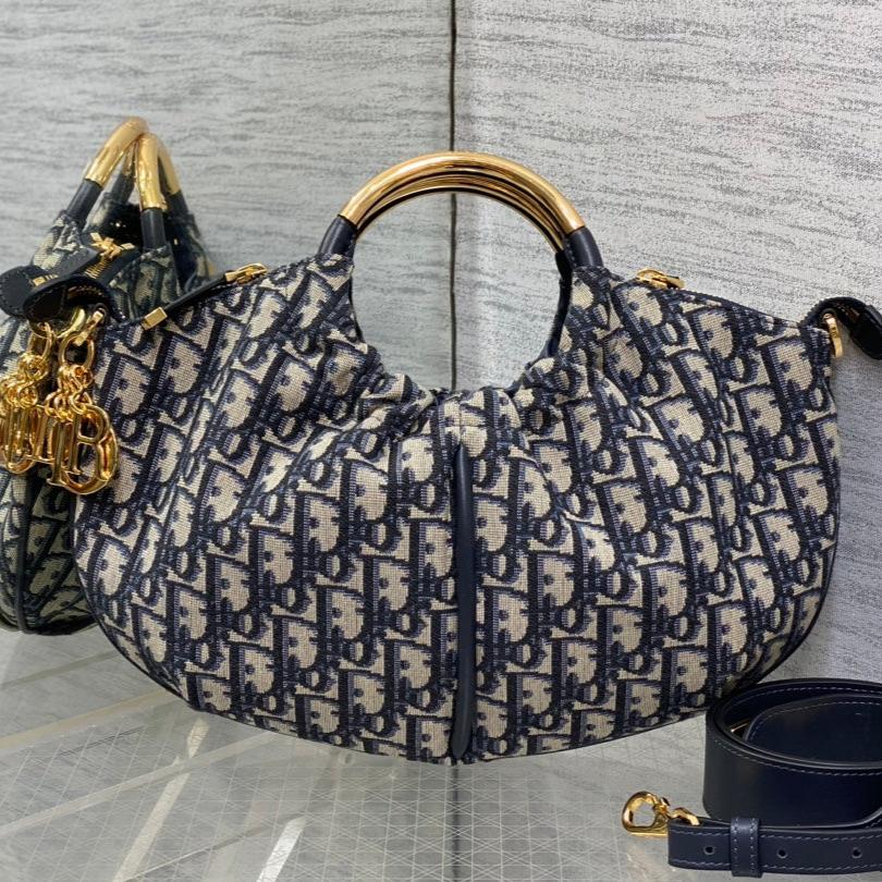 DIOR BAG WALK IN PURSE 36 BAG BLUE OBLIQUE JACQUARD