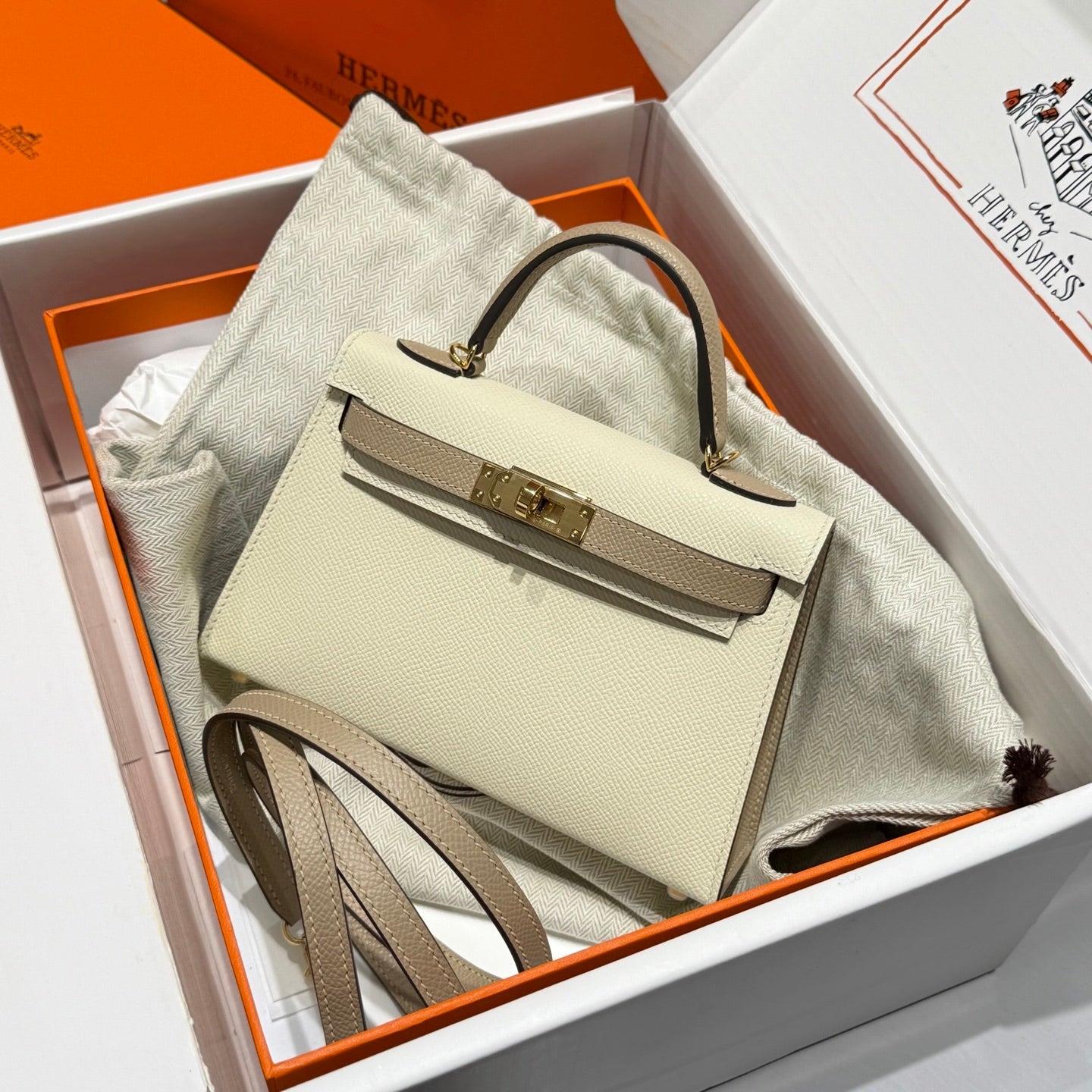 HERMES BAG HM Mini Kelly 19 Beige Epsom 243130