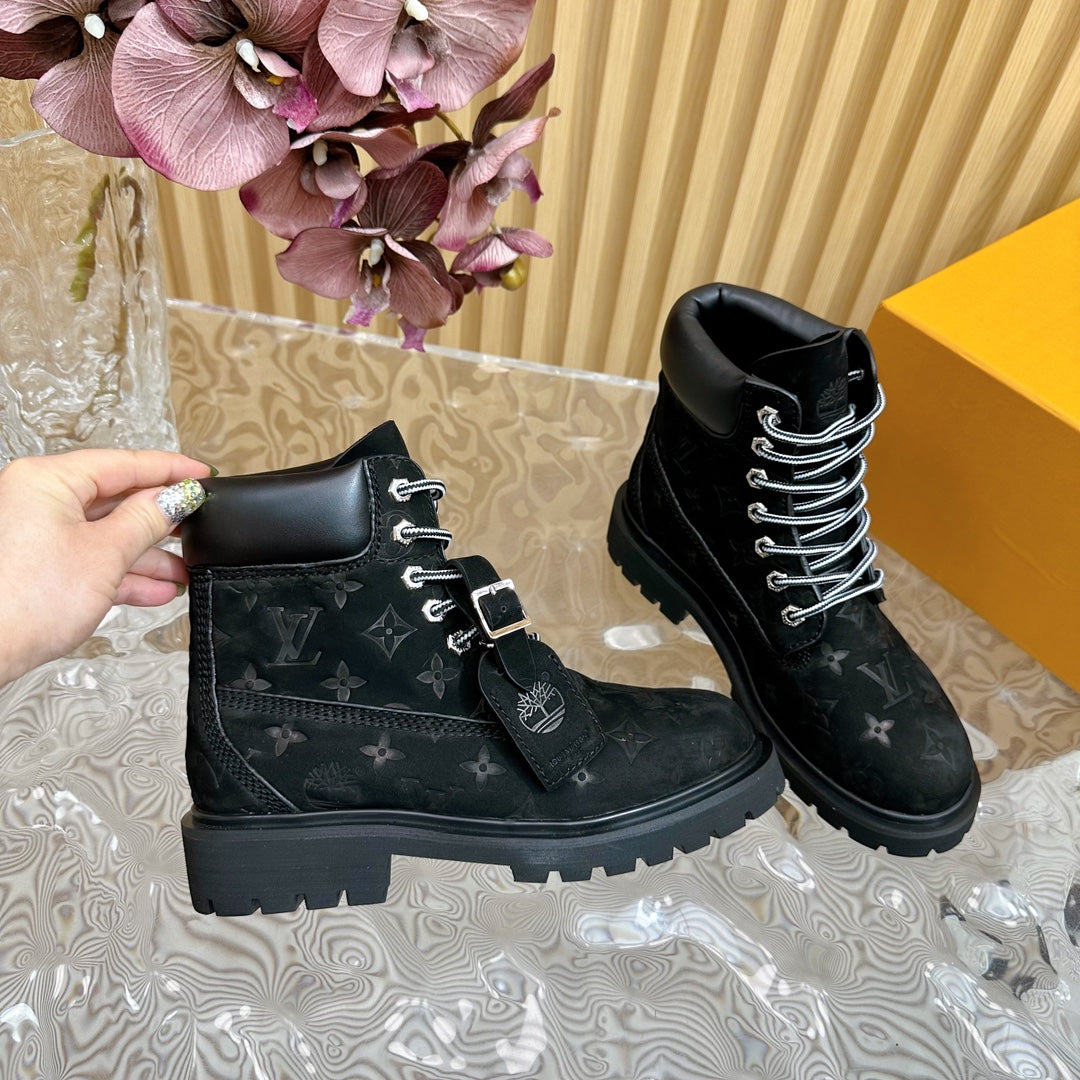 LV SHOE LV x Timberland 6 In High End Ankle Boot Black Monogram Suede