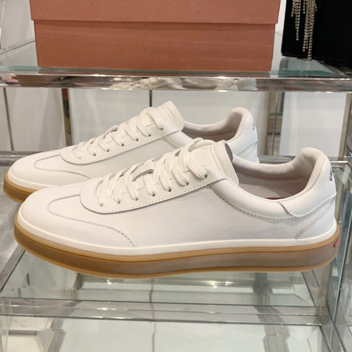 LORO PIANA SHOE LP Tennis Walk Sneaker White Suede 307248