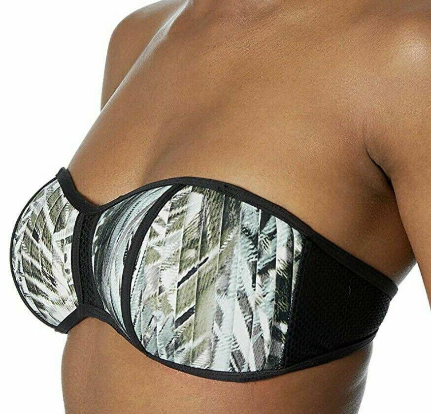NWT Kenneth Cole New York Bandeau Hipster Bikini Swimsuit Top Multi Size L