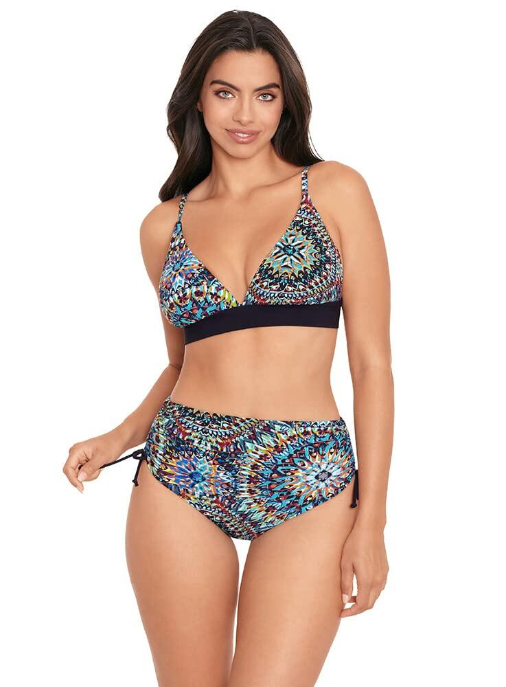 SKINNY DIPPERS BY MIRACLESUIT Women's Skinny Dippers Women's Swimwear Tie Back Bikini Top Color Black  Size L