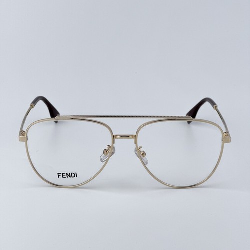 Fendi Men Eyeglasses Metal Shiny Clear G Demo Pilot FE50077U 032 BRAND NEW