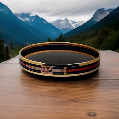 HERMES Designer GM Belt Motif Cloisonne Bangle maker Of Birkin  A Must have