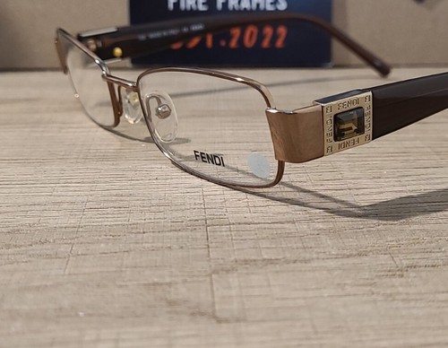 FENDI F895R 210 Brown Full Rim Eyeglasses Frames w. Brown Gem (Rare) 51 18 135