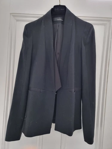 Amanda Wakeley black tuxedo style wool blend blazer jacket I42 UK10
