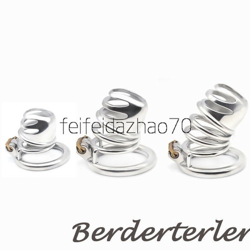 Male Stainless Steel Chastity Cage Ring Anti off Lock Restraint Chastity Device