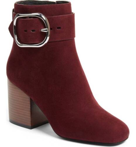 Alexander Wang Boots Kenze Oxblood Suede Buckle Zipper Ankle Booties 38.5