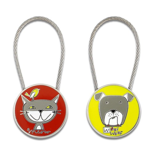 ACME Studio NANCY WOLFF Double Sided “Cats & Dogs” Enamel Key Ring   NEW