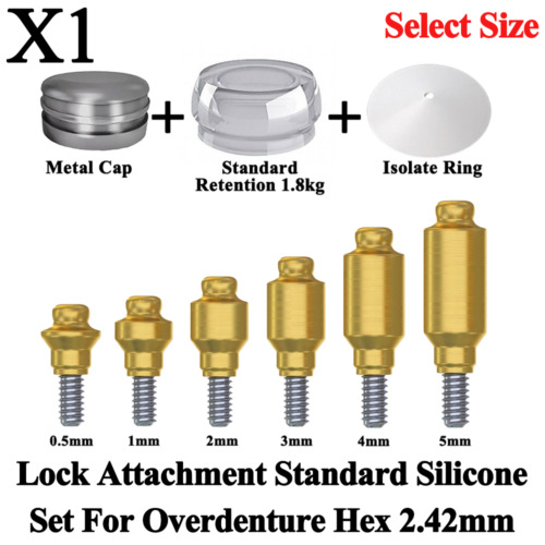 1x Lock Attachment Standard Silicone Set For Dental Overdenture Int Hex 2.42