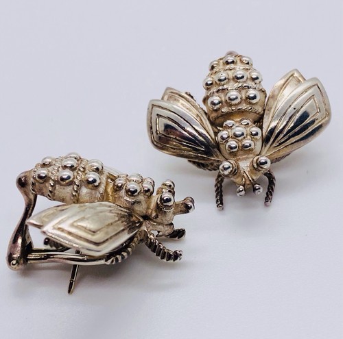 Tiffany & Co RARE Silver Bumble Bee Omega Clip On Earraings 925 Sterling