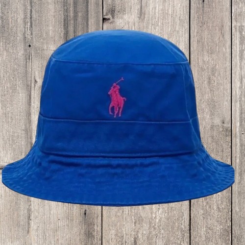 Polo Ralph Lauren Embroidered Pony Cotton Chino Bucket Hat Blue S/M 59cm