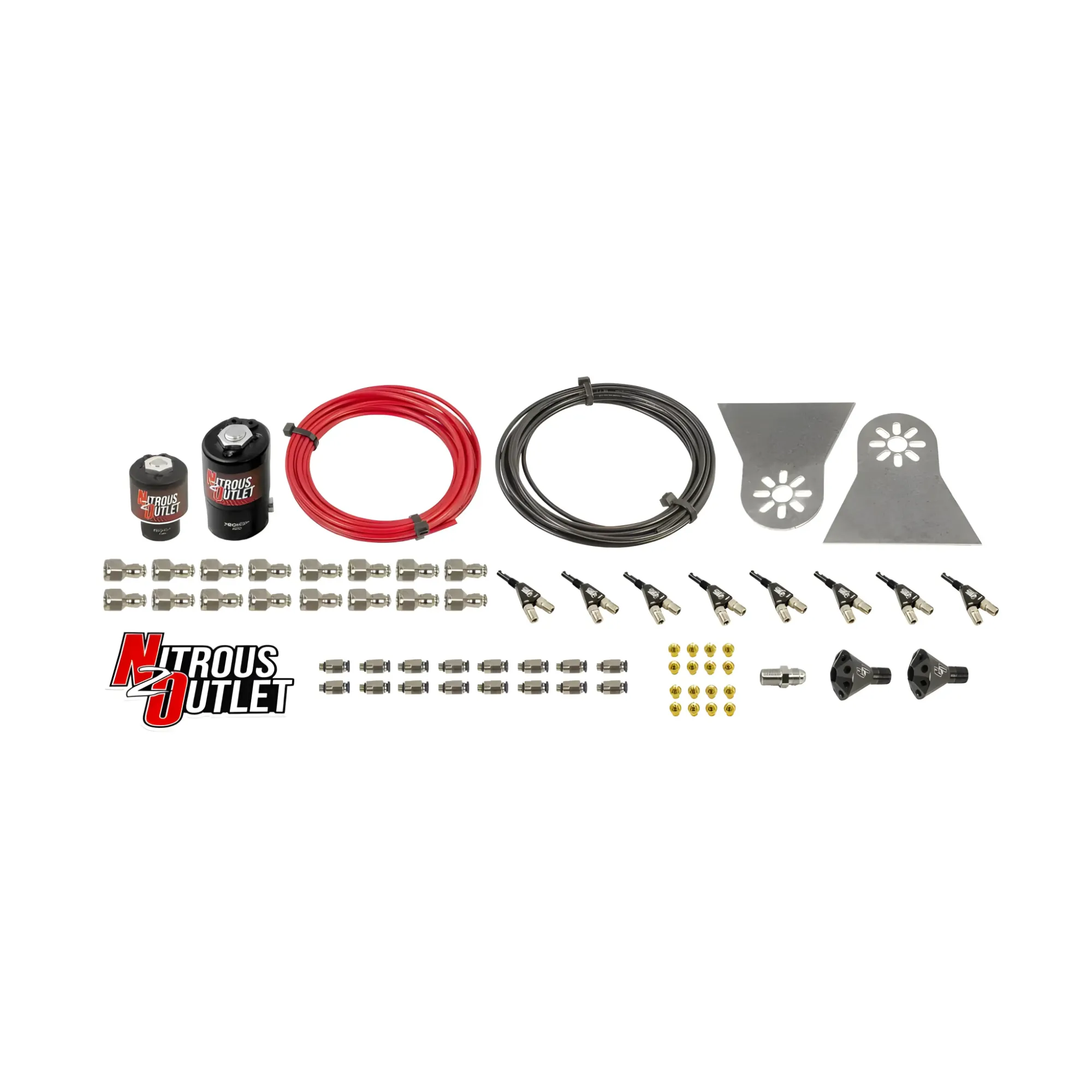 NITROUS OUTLET 8 Cylinder 2 Solenoids Forward Nylon Hose Plumbers Kit   Showerhead Distribution Blocks   .112 Nitrous/.177 Fuel