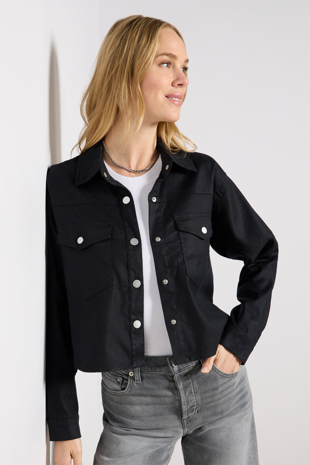 EVEREVE Frankie Stretch Linen Shacket